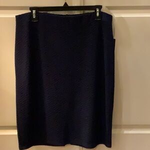 Dark Blue Knee-Length Pencil Skirt for Work